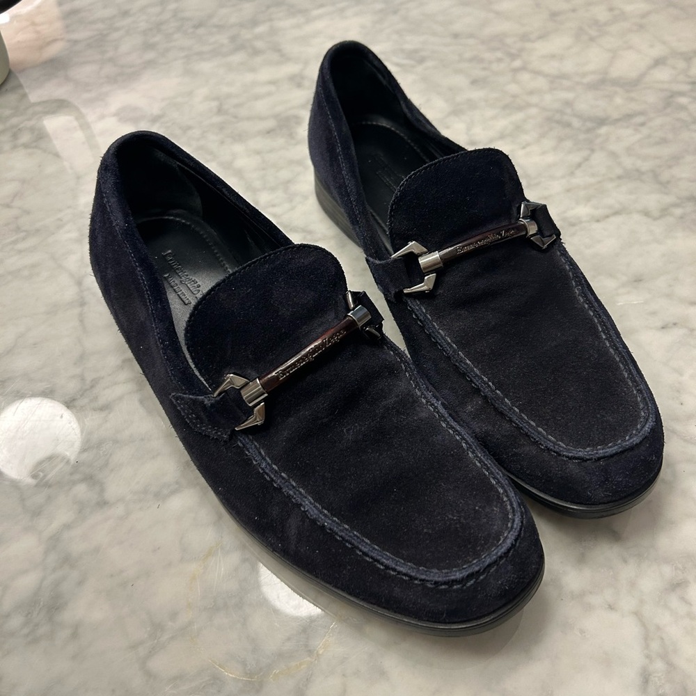 Ermenegildo Zegna Luxury Dark Suede Loafers, Made in Italy